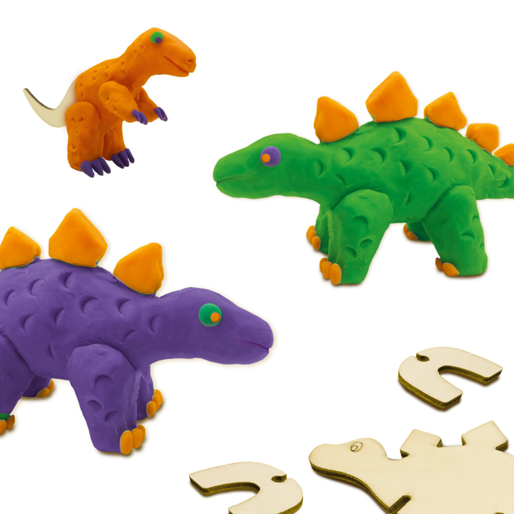 Pâte à modeler – Squelettes de dinosaures en bois – SES Creative