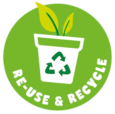 Het re-use & recycle logo van SES Creative.