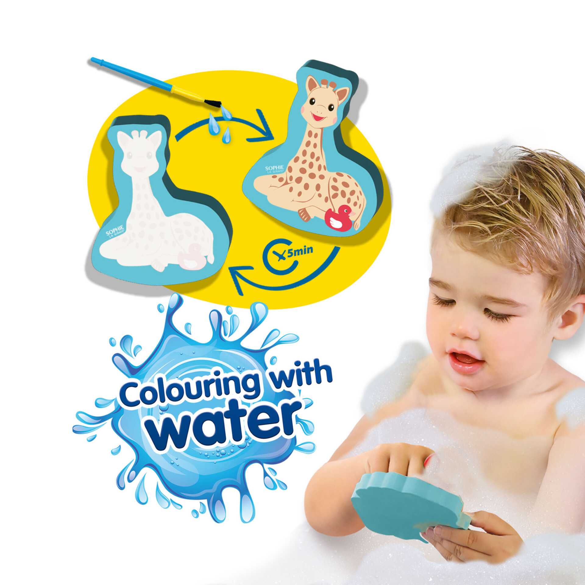 Sophie la girafe – Colouring in the bath with water – SES Creative