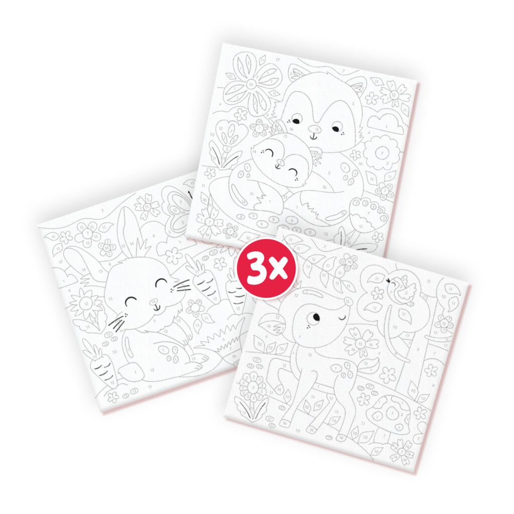 Lienzos para pintar por números: animales del bosque 3x – SES Creative