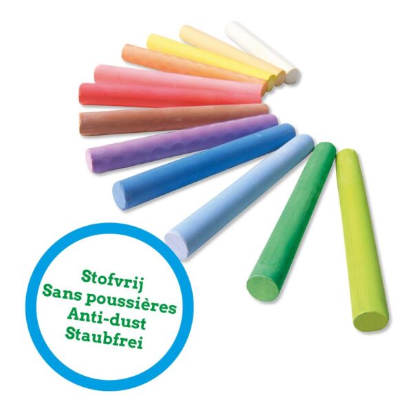 MUSISALY 12 Craies Sans Poussière – Lot De Craies Lavables, Couleurs Assorties, Pour Tableau Noir Et Activités Extérieures